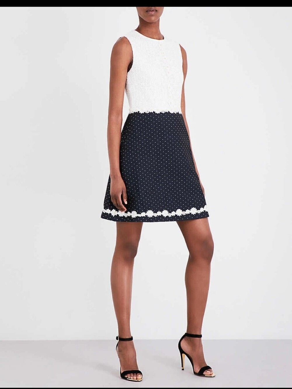 Ted Baker London Womens White Blue Daisy Floral Embroidered Dress. SZ 3 = 8